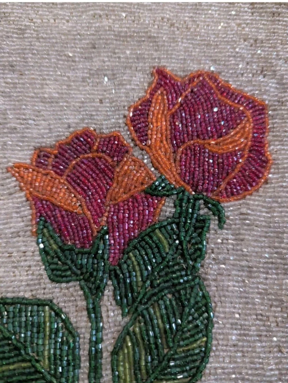 C.1930 Nez Perce Beaded Floral Wall Tote By
